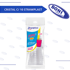 COPO 200ML CRISTAL C/ 10 STRAWPLAST