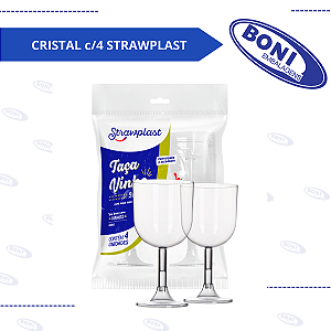 TAÇA VINHO 260 ML CRISTAL c/4 STRAWPLAST