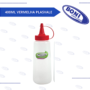 BISNAGA GRANDE 400ML VERMELHA PLASVALE