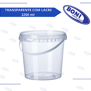 BALDE TRANSPARENTE COM LACRE 2200 ml