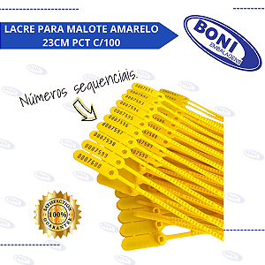 LACRE PARA MALOTE AMARELO 23CM PCT C/100