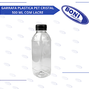GARRAFA PLASTICA PET CRISTAL 500 ML COM LACRE