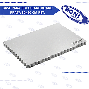 BASE PARA BOLO CAKE BOARD PRATA 30x20 CM RET.