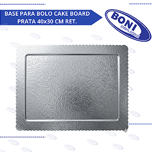 BASE PARA BOLO CAKE BOARD PRATA 40x30 CM RET.