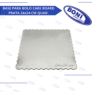 BASE PARA BOLO CAKE BOARD PRATA 24x24 CM QUAD.