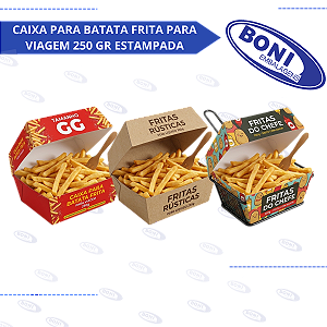 CAIXA PARA BATATA FRITA PARA VIAGEM 250 GR ESTAMPADA