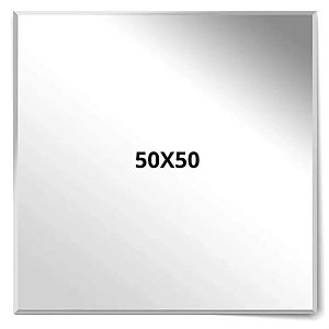 Espelho 50x50x4mm Lapidado Para Banheiro + Kit Instalação