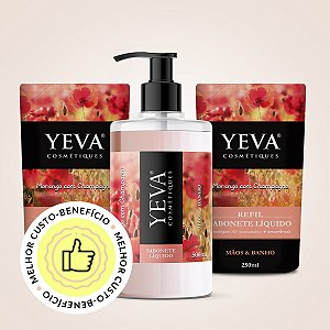 Sabonete Líquido YEVA Romântico 500ml + 2 Refis 250ml