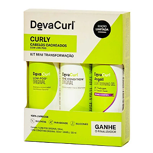 DEVA CURL CURLY KIT MINI TRANSFORMAÇÃO PARA CABELOS CACHEADOS COM LOW POO