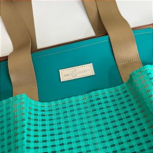 Bolsa de Praia turquesa com alça bege