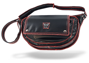 Pochetão De Ombro - Preto PREMIUN Linha Laranja Neon (ALTA PERFORMANCE VEGAN)