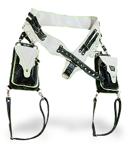 CARTUCHEIRA DISTÓPIKA - LINHAGEM VERDE NEON - PRETO / OFF WHITE PREMIUN - (VEGAN)