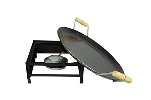 Disco De Picanheira Com Borda 40 Cm + Fogareiro A Álcool G