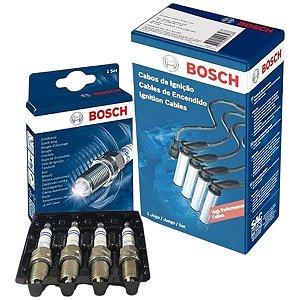 Kit Cabos + Velas Fiat Uno G1 Mille 1.0 8v Mpi 99-03 Bosch