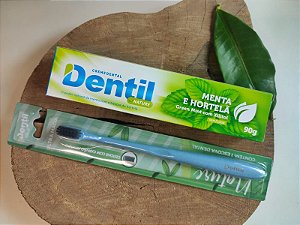 Combo 2X1 Creme Dental Dentil Nature Menta e Hortelã e Escova Dental Dentil