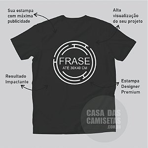 Camiseta Basica Preta Com Sua Frase Personalizada Até 30X40cm