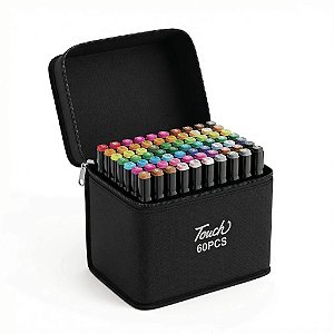 Kit Canetas Marcadores - 60 TOUCH - Com Ponta Dupla e Número de Cores