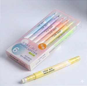 Marca Texto Apagável Dupla Ponta Kit 6 Cores