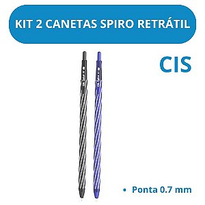 Caneta Esferográfica Retrátil 0.7 mm Spiro RT - CIS - Kit 2 Unidades