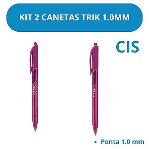 Caneta Esferográfica Trik 1.0mm Rosa Kit 2 Unidades