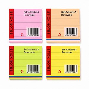 Bloco Adesivo Post It 76x76 mm Degradê e com Linhas