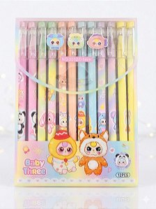 Caneta Gel Baby Three 0,5 mm Kit 12 Unidades