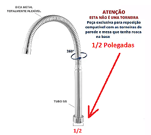 TUBO 1/2 FLEXÍVEL - P/TORNEIRA GOURMET - * SEM AREJADOR *