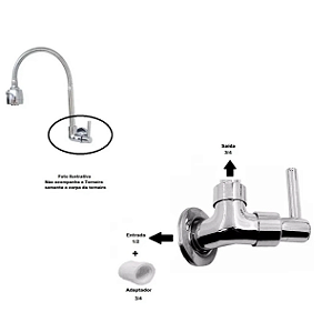 CORPO BASE TORNEIRA PAREDE 1/2 COM ADAPTADOR 3/4 COMPLETO COM ALAVANCA - METAL
