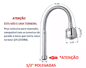 TUBO * 1/2 * FLEXÍVEL COM AREJADOR CHUVEIRINHO PARA TORNEIRA DE COZINHA GOURMET