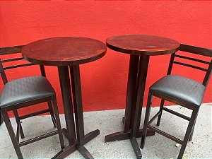 Bistro (Mesa Redonda) Madeira c/ cadeira almofadada  95X59 1 Cadeira 1 mesa  SEMI NOVO