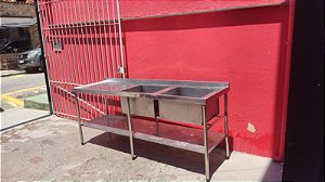 Pia inox 220x65x90 semi nova inox 304