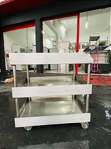 CARRINHO DE TRANSPORTE  EM AÇO INOX 90X60 SEMI NOVA