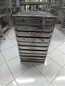 GAVETEIRO EM AÇO INOX 53X53X90 SEMI NOVO