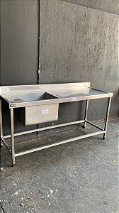 pia inox 180x70x85 semi nova cuba funda a esquerda