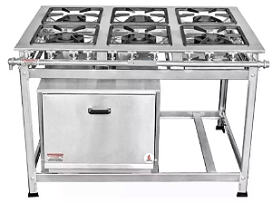 Fogão 6 bocas inox com forno
