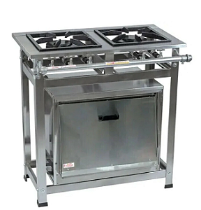 Fogão Industrial 2 Bocas 30X30 Aço Inox Forno 55L Cristalaço