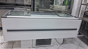 Ilha de Congelados Expositora 195x80 Metros Fricon Preta com Led 568 Litros 220v