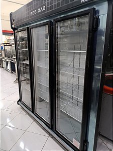 Refrigerador/Expositor Auto Serviço 2,00m 3 Portas 1333L Frios e Laticínios Cód 2153 Preto PoloFrio - Temperatura +3° a +7°C e Iluminação LED SEMI NOVA