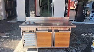 Balcão inox Ppienk 1.50x70x90 com cuba Semi novo