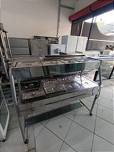 Buffet Self Service Carro Duplo 8 Cubas Quentes 4 Frias