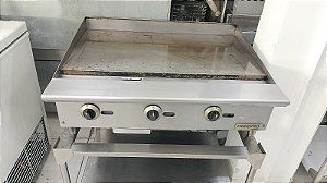 Chapa p/ Lanches a Gas 3 Queimadores Prof. 33X91X77cm 25MM FrigoPro SEMI NOVO