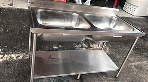 Pia inox 2 cubas 1.45x70x85 semi nova