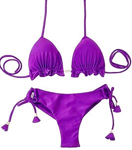 Biquini Cortininha Com Calcinha Fio Duplo, Roxo