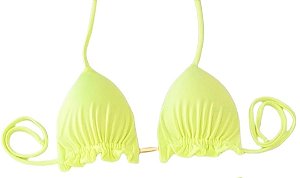 Top Cortininha Com Babadinho , Amarelo Neon