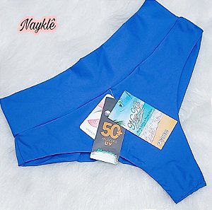 Calcinha De Biquíni Hot Paint Fio Duplo Cintura Alta Azul Royal