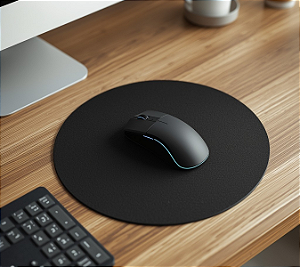 Mousepad Preto Liso Redondo 22x22cm