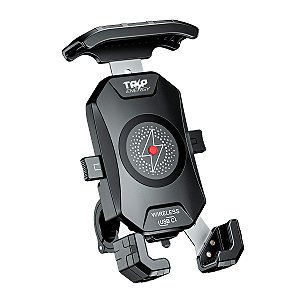 Suporte de Celular para Moto Com Carregamento Simultâneo USB C 20W e Indução 15W