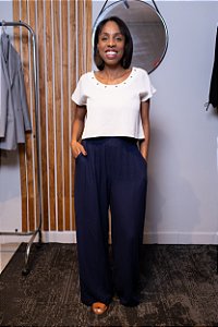 Cropped Branco em Crepe Tamanho 36/38