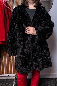 Casaco Preto de pele fake veste do 38 ao 46
