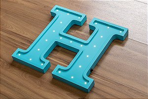 Letra H Luminosa em MDF com LED - Toque de Magia para Quartos de Crianças